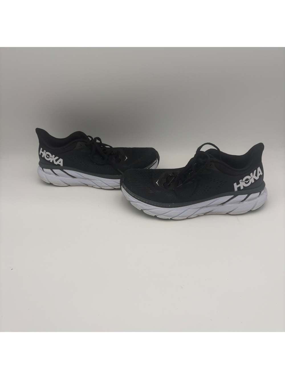 Hoka Clifton 7 Woman’s 8 Running Shoes Black and White Running Or Casual